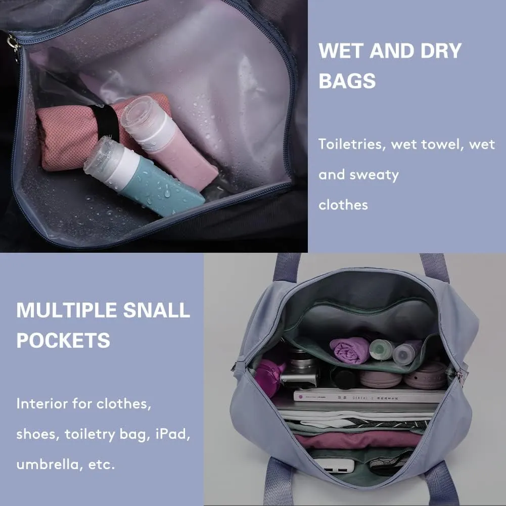 Ranslen Large Capacity Folding Travel Bag,Expansion Travel Duffel Bag with Dry and Wet Separation Portable Travel Duffel Bag