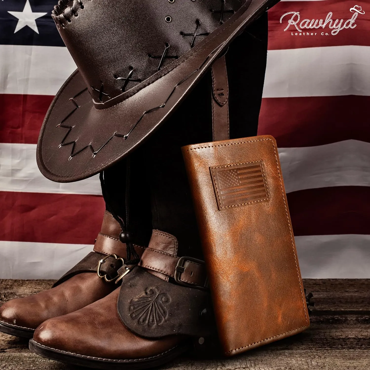 RAW HYD Full-Grain Leather Long Wallet for Men - Classic Bifold Western Wallet for Men - Minimalist Cowboy Wallets for Men - Rodeo wallets for men - Checkbook Cover & Gift for Him