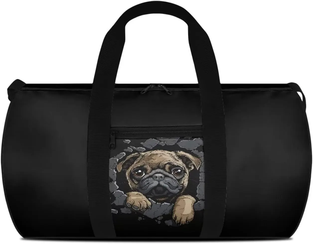Rchsmod Pug Dog Print Gym Bag for Men Women 3D Design Travel Duffel Bag Tear Resistant Duffel Bag Lightweight Weekender Overnight Tote Bag Zipper Sports Equipment Organizer for Gym Travel Fitness