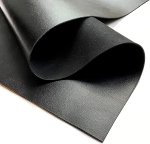 Real Genuine Black Calf Hide Leather: Thick Leather Cow Hide Black Leather Sheets for Crafting (Black, 18x24In/ 45x60cm)