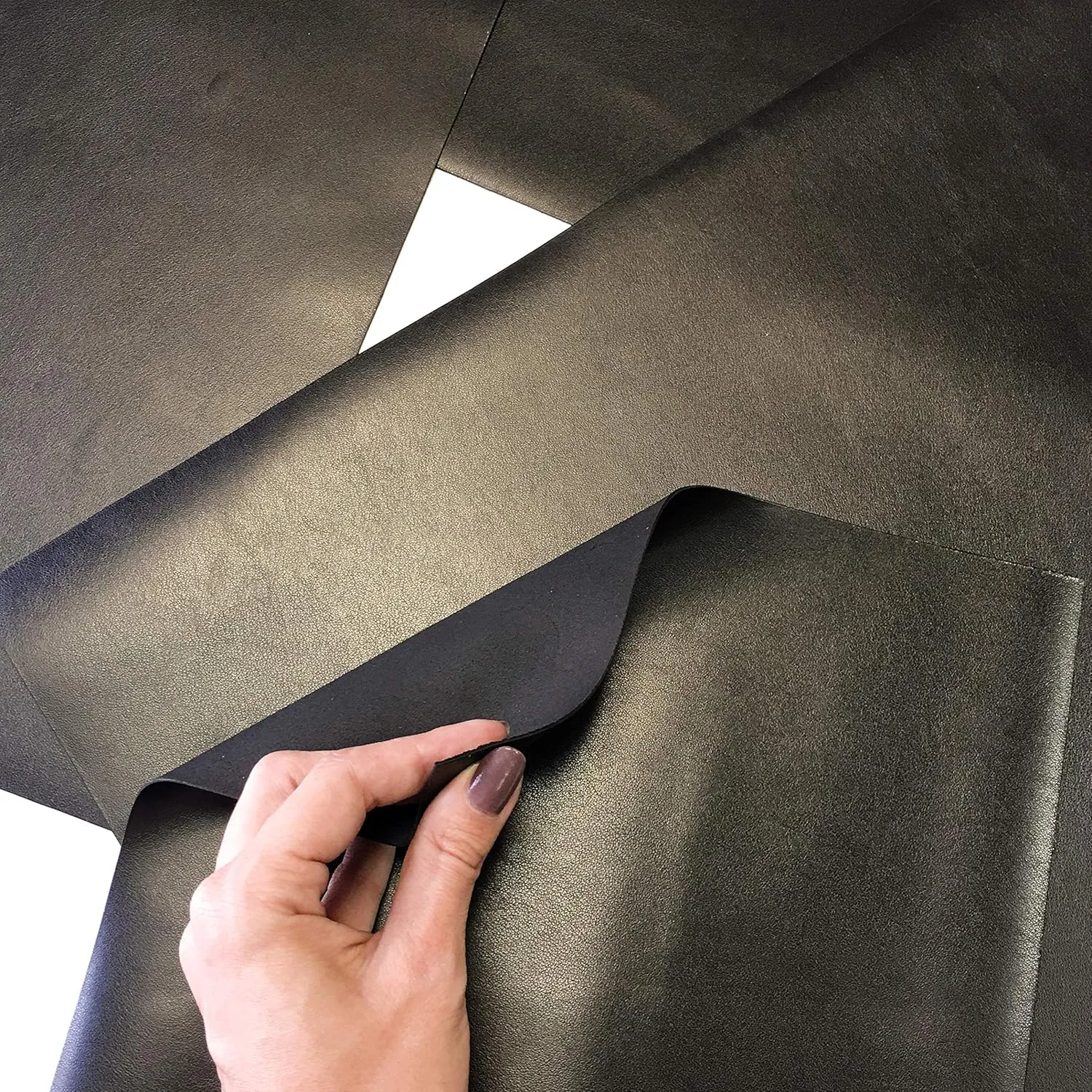 Real Genuine Black Calf Hide Leather: Thick Leather Cow Hide Black Leather Sheets for Crafting (Black, 18x24In/ 45x60cm)