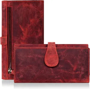 Real Leather Women Wallet Leather with RFID Blocking - Designer Trifold Card Holder Ladies Clutch with ID Window Wallets