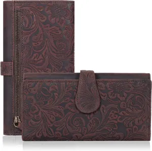 Real Leather Women Wallet Leather with RFID Blocking -Trifold Card Holder Designer Ladies Clutch with ID Window Wallets