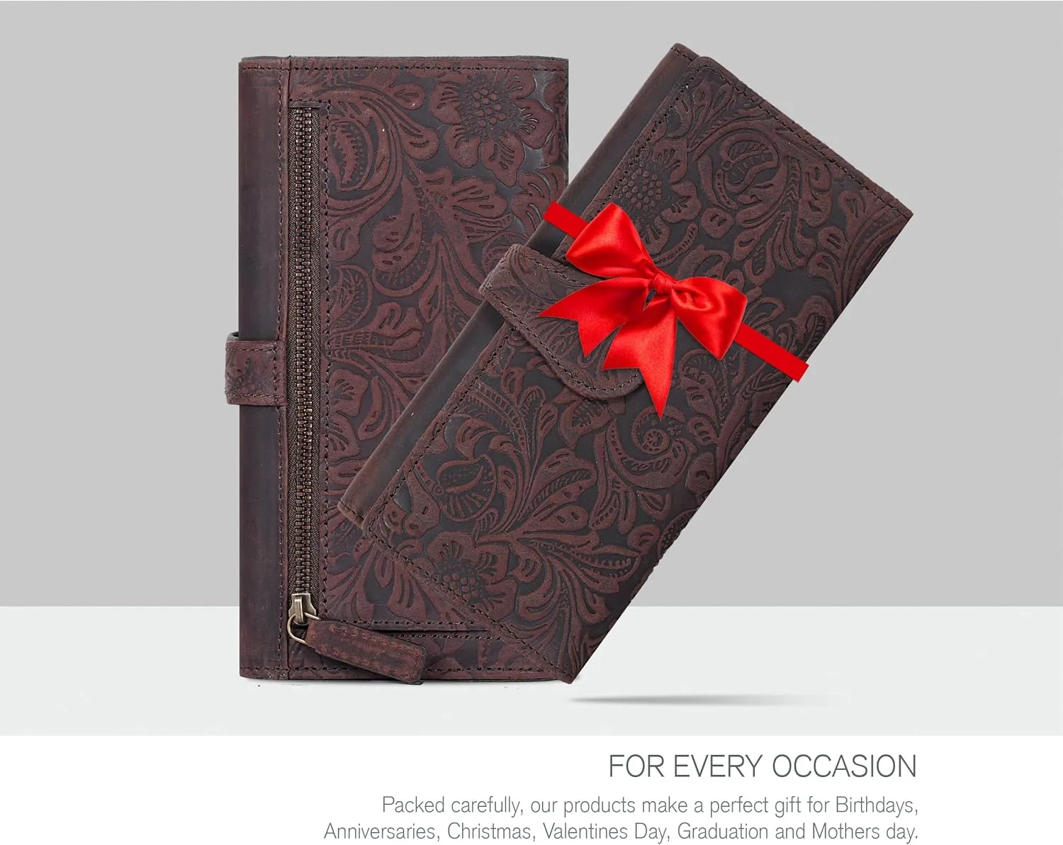 Real Leather Women Wallet Leather with RFID Blocking -Trifold Card Holder Designer Ladies Clutch with ID Window Wallets