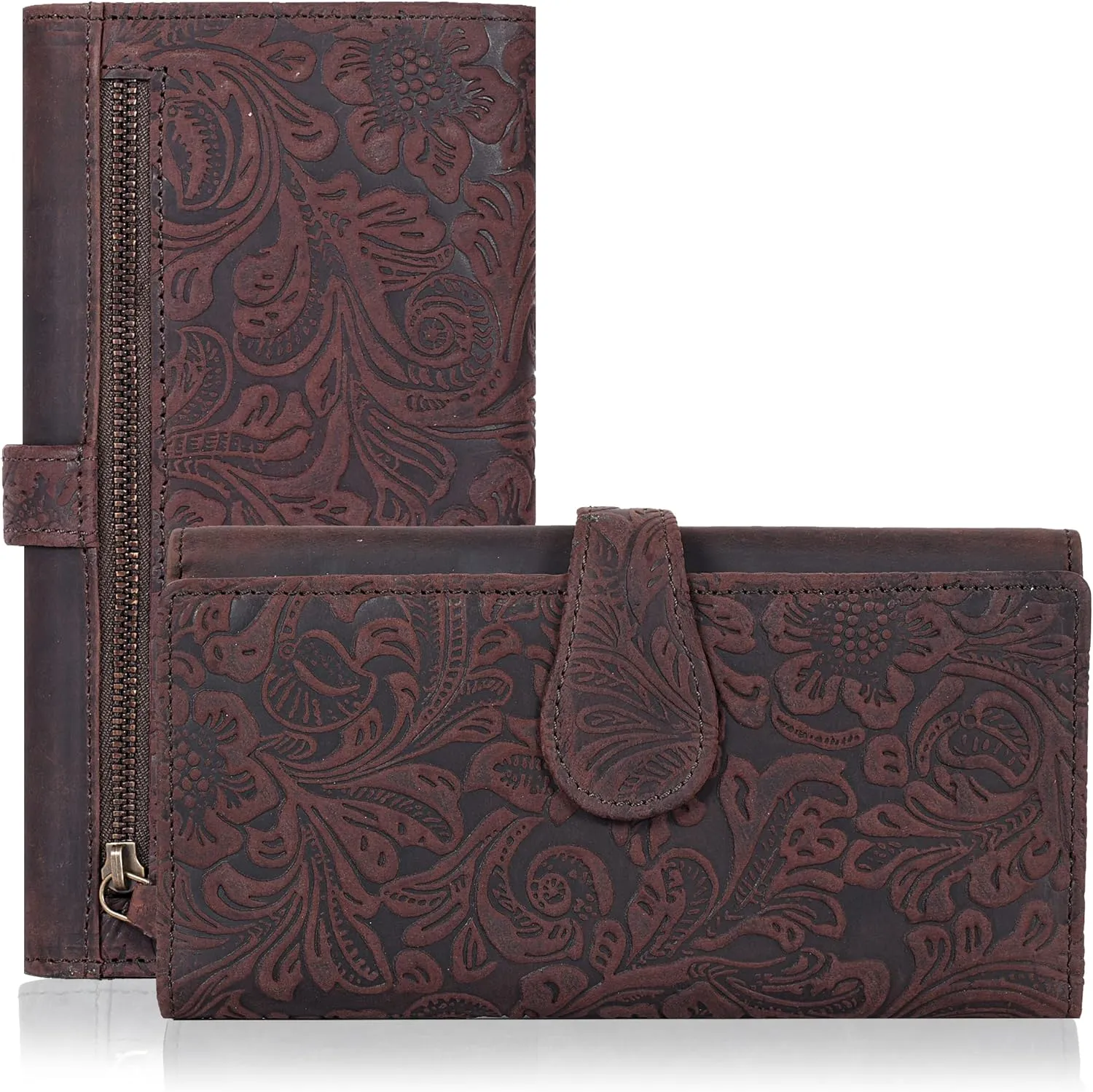 Real Leather Women Wallet Leather with RFID Blocking -Trifold Card Holder Designer Ladies Clutch with ID Window Wallets