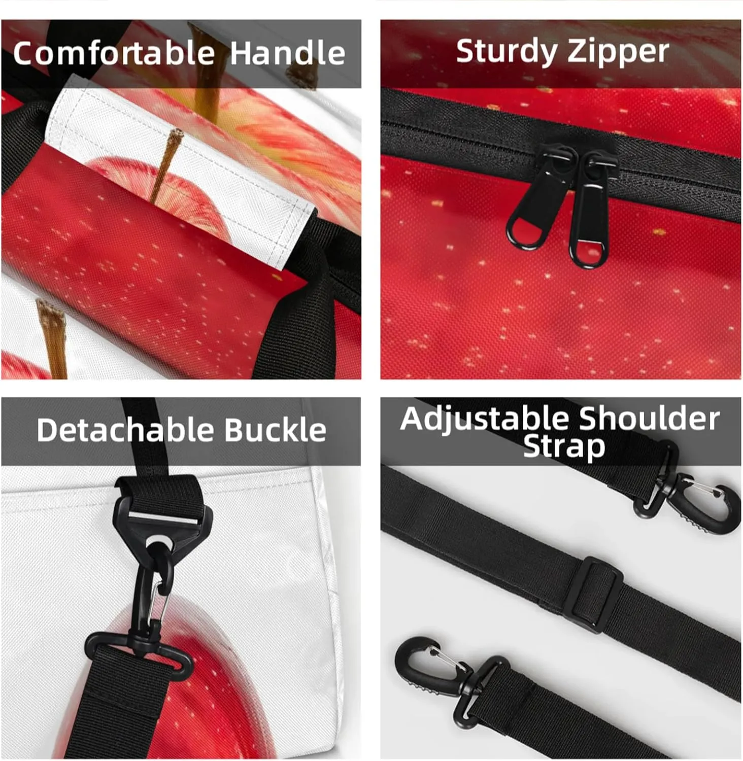 Red Apples Fruit Small Gym Bag 18 inch Carry On Duffel Bag for Weekender Travel Sports Workout Yoga Gymnastics Dance Ballet