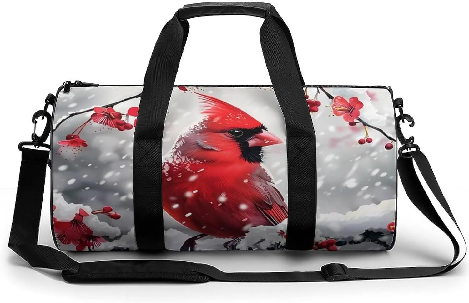Red Bird Snow Day Large Gym Bag Novelty Lightweight Duffel Bag Travel Tote Bags