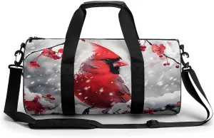 Red Bird Snow Day Large Gym Bag Novelty Lightweight Duffel Bag Travel Tote Bags