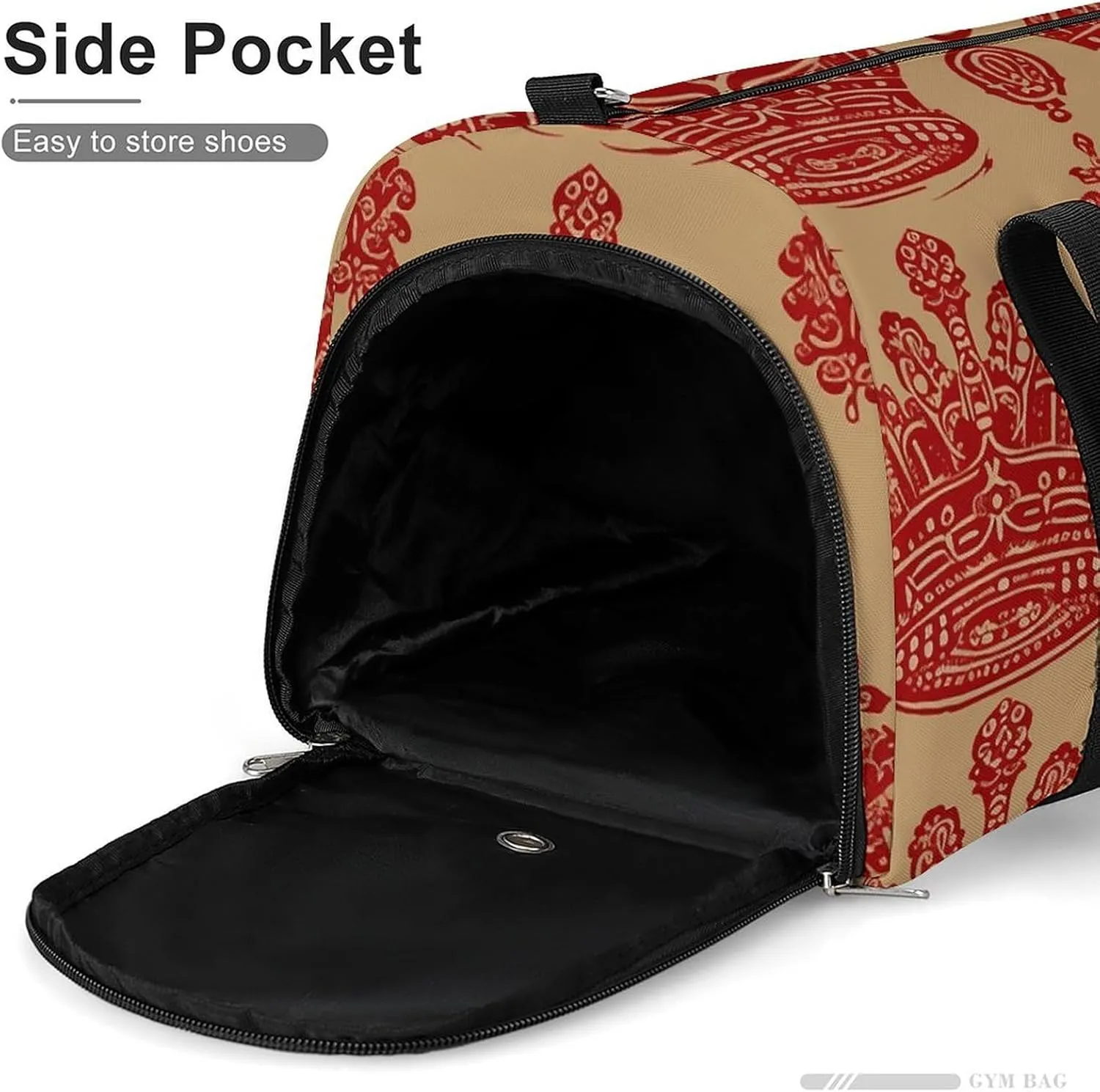 Red Crown Sports Gym Bag Carry on Holdalls for Men Small Duffel Bags for Women with Shoe Compartment