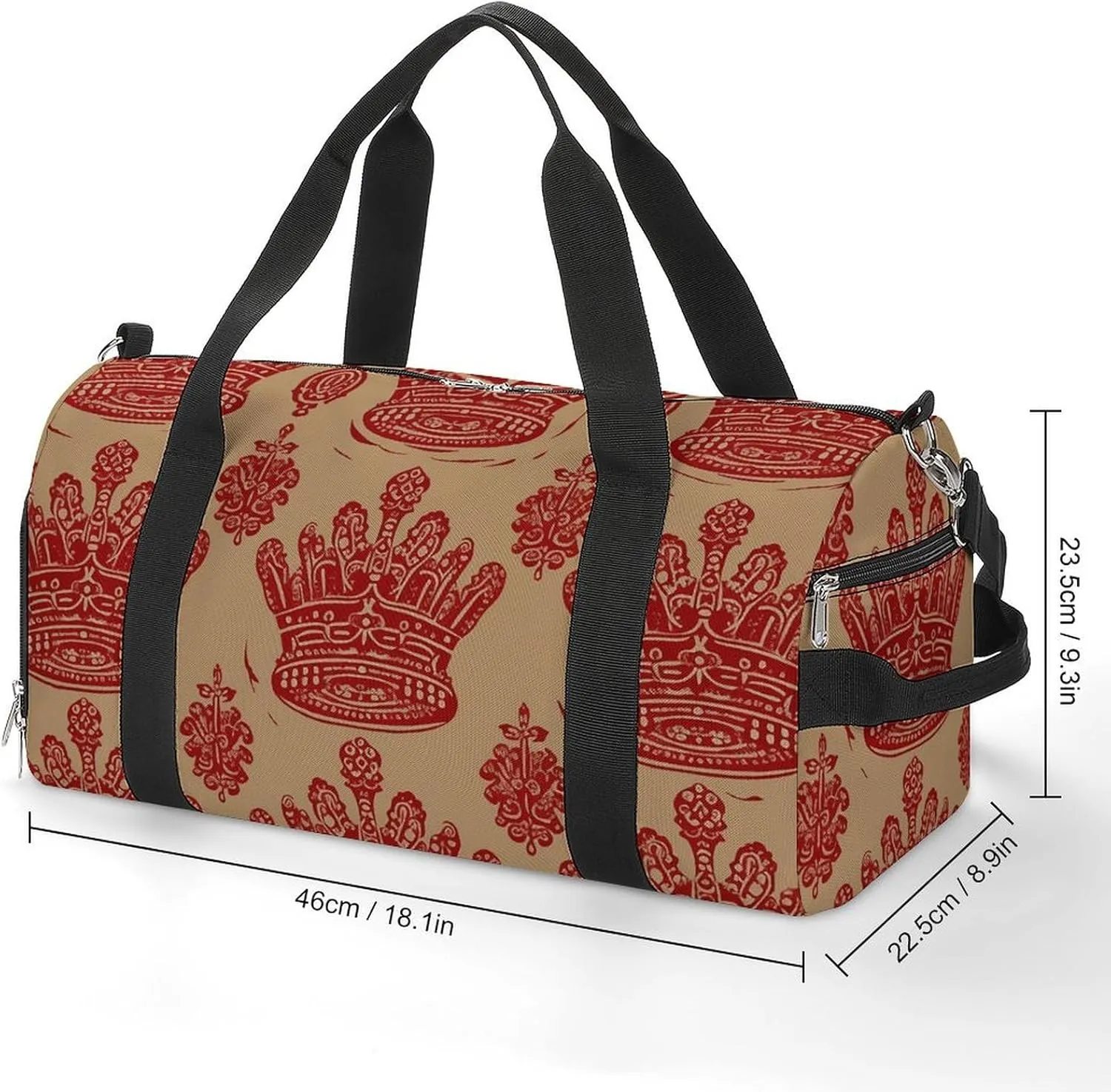 Red Crown Sports Gym Bag Carry on Holdalls for Men Small Duffel Bags for Women with Shoe Compartment