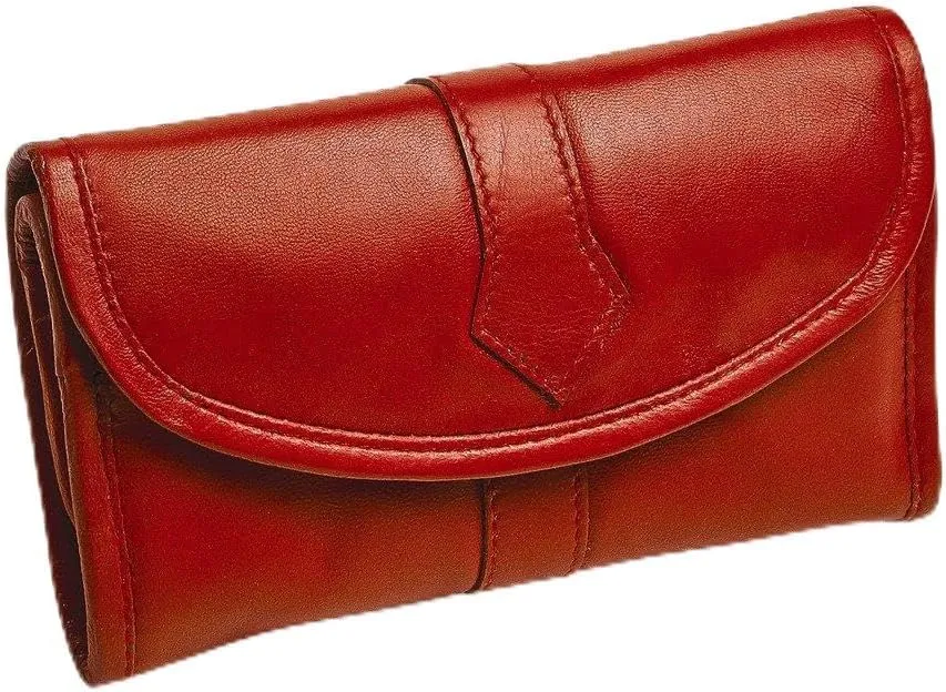 Red Leather Trifold Jewelry Clutch