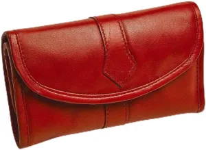 Red Leather Trifold Jewelry Clutch