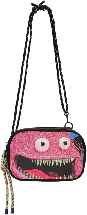Red Monster Cute Black Crossbody Bags Mens Comfort with Credit Card Slots Black Handbag Take a walk