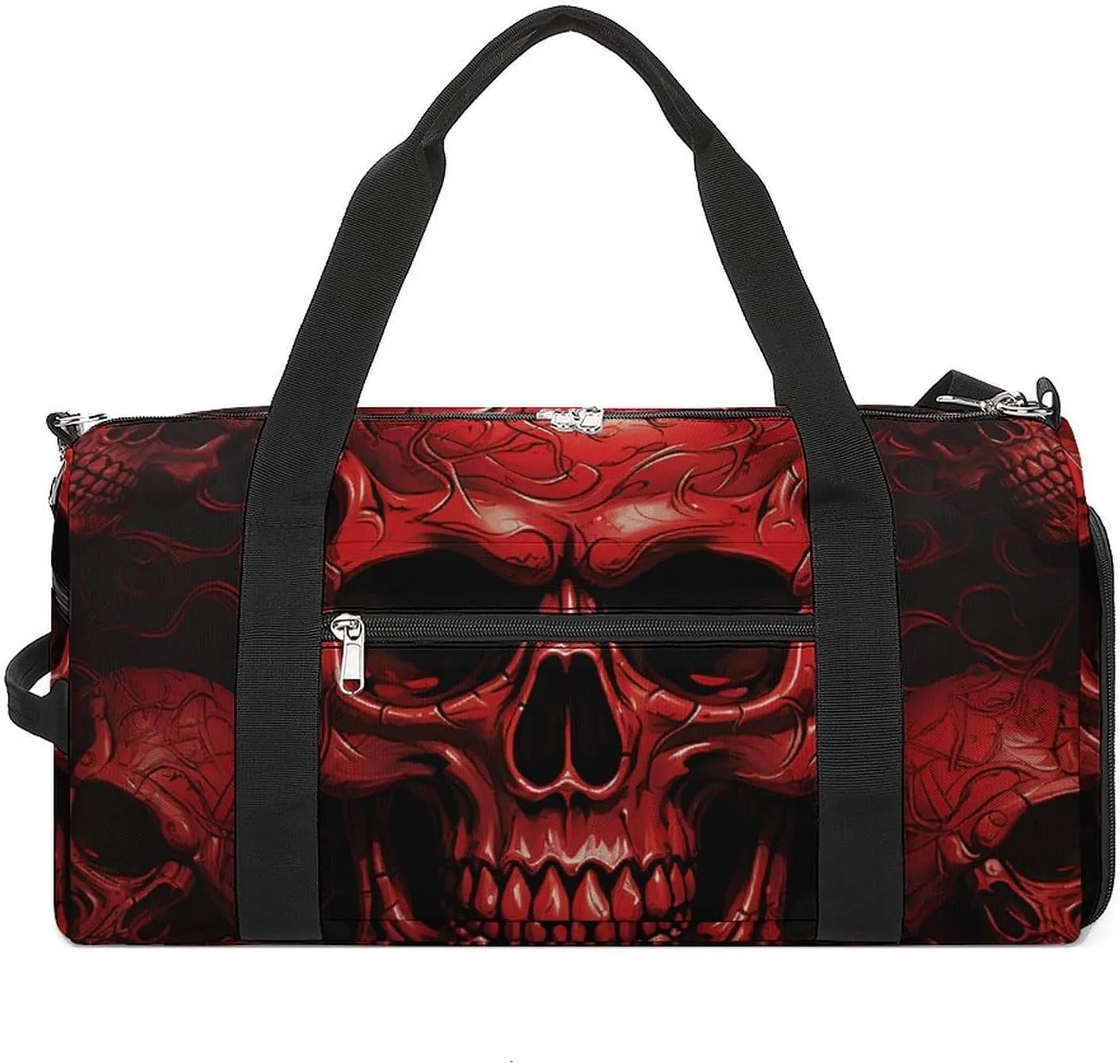 Red Skulls Sports Gym Bag Carry on Holdalls for Men Small Duffel Bags for Women with Shoe Compartment