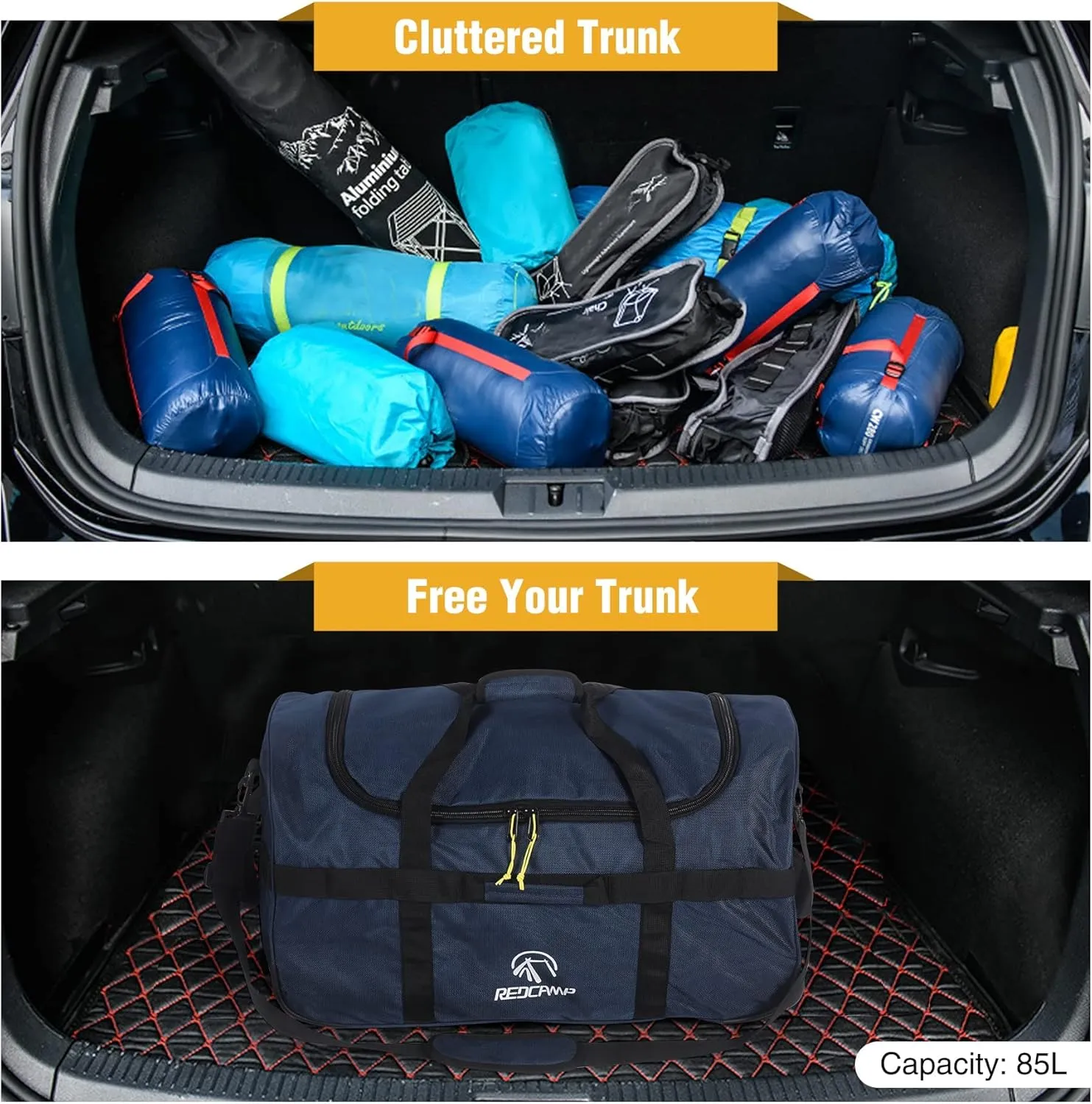 REDCAMP 85L/120L/140L Foldable Duffle Bag with Wheels, Large Travel Duffel Bag