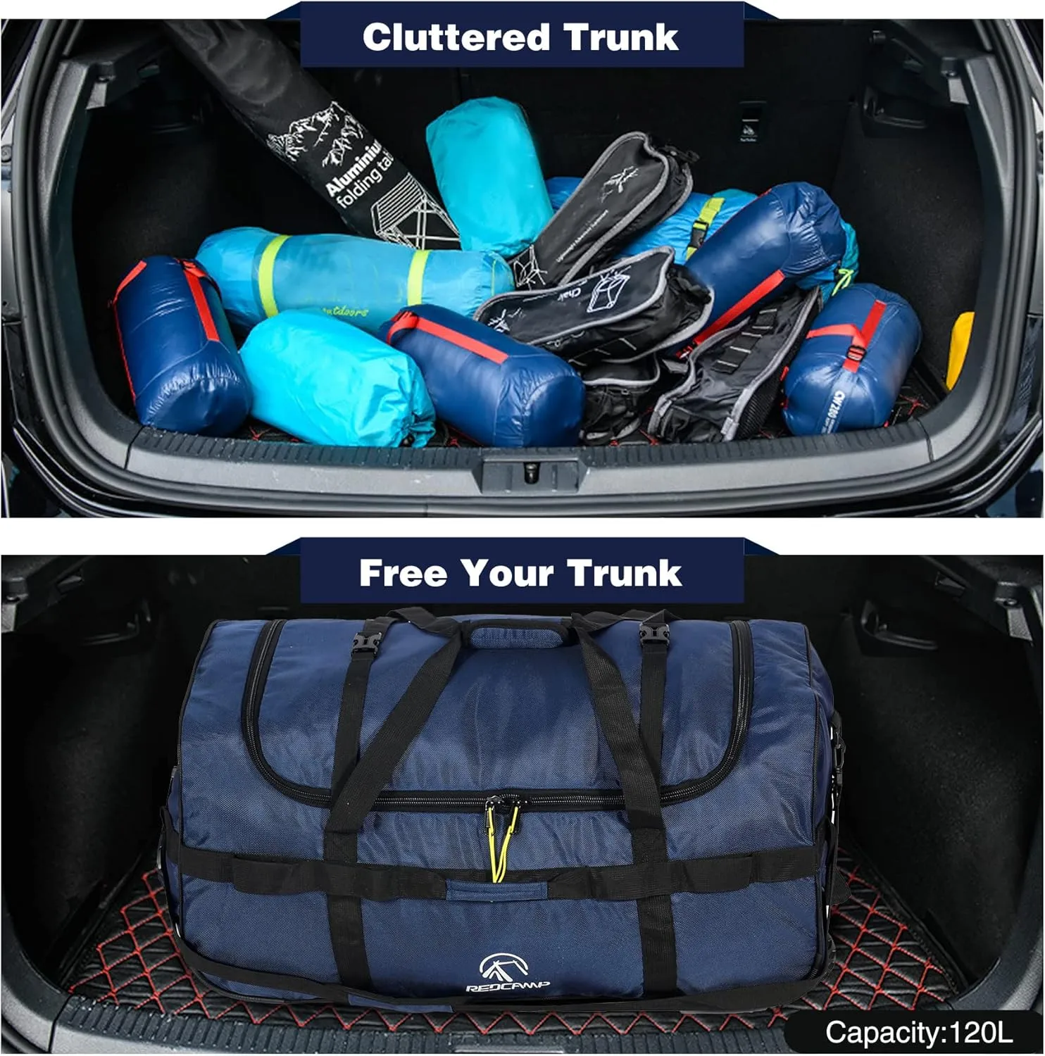 REDCAMP 85L/120L/140L Foldable Duffle Bag with Wheels, Large Travel Duffel Bag