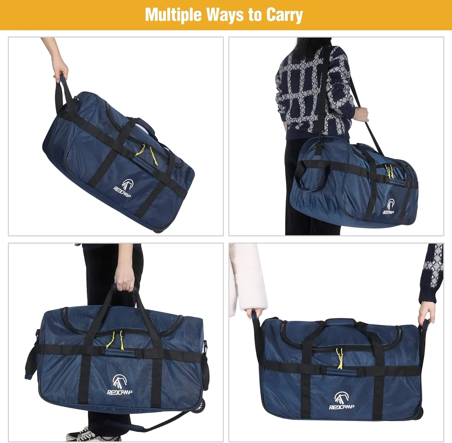 REDCAMP 85L/120L/140L Foldable Duffle Bag with Wheels, Large Travel Duffel Bag