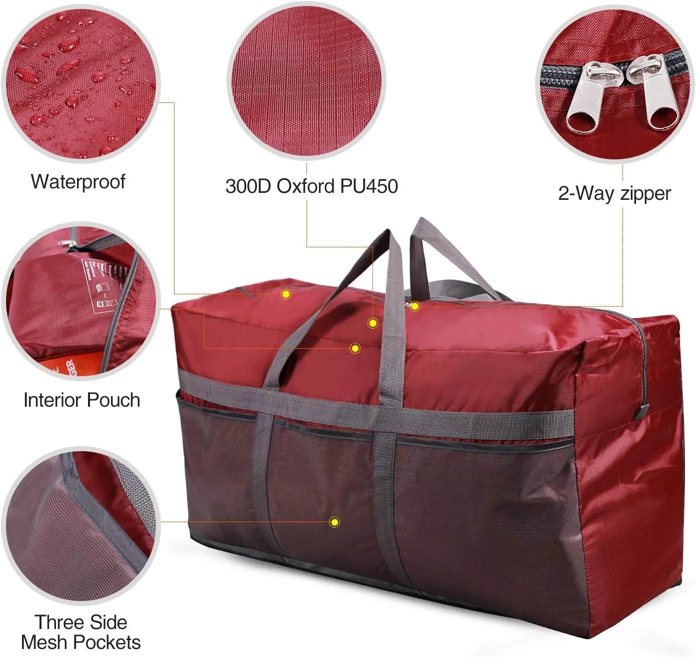 REDCAMP Foldable Travel Bag, Large Sports Bag, 75L/96L/100L, Lightweight Waterproof Tote Bag