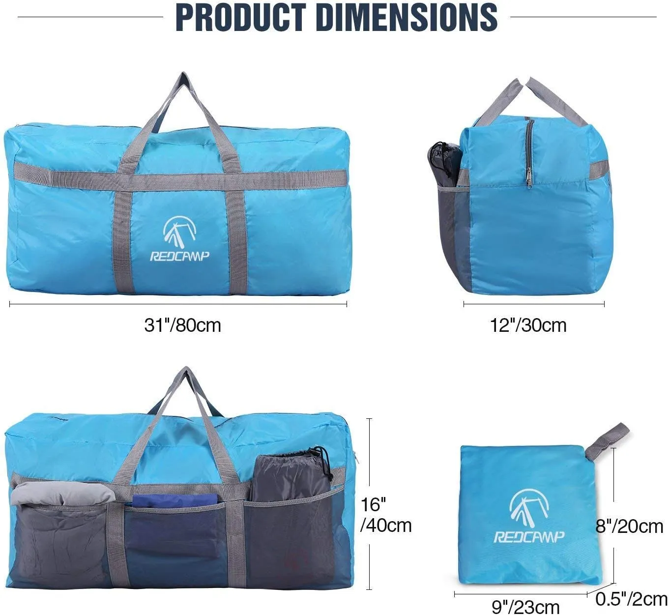 REDCAMP Foldable Travel Bag, Large Sports Bag, 75L/96L/100L, Lightweight Waterproof Tote Bag