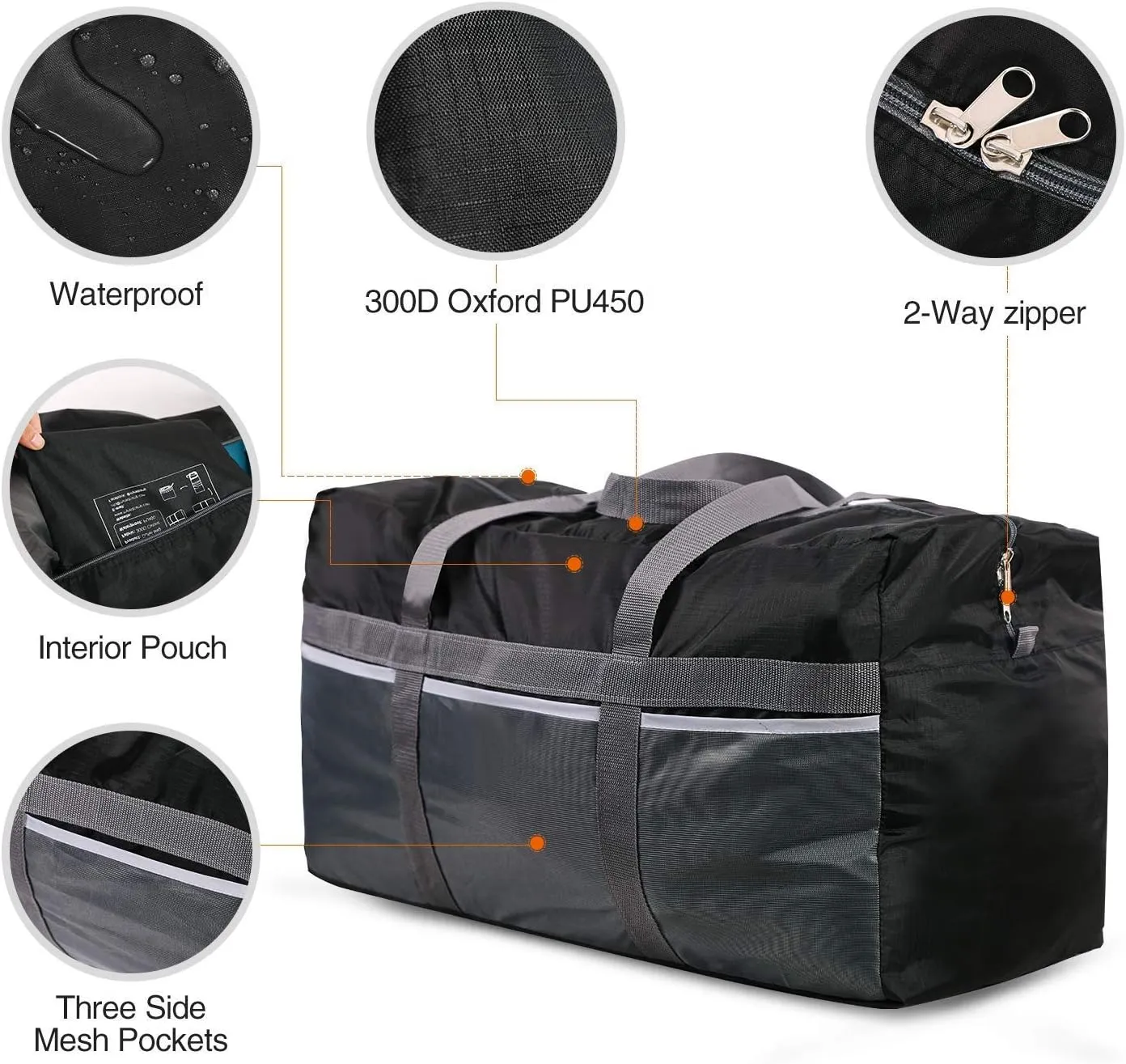 REDCAMP Foldable Travel Bag, Large Sports Bag, 75L/96L/100L, Lightweight Waterproof Tote Bag