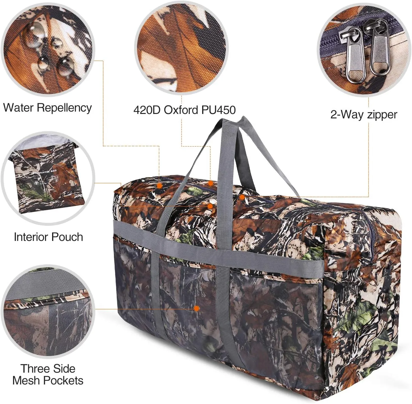 REDCAMP Foldable Travel Bag, Large Sports Bag, 75L/96L/100L, Lightweight Waterproof Tote Bag