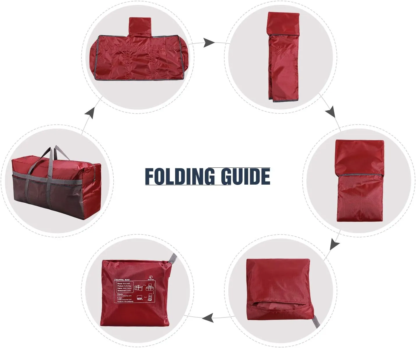 REDCAMP Foldable Travel Bag, Large Sports Bag, 75L/96L/100L, Lightweight Waterproof Tote Bag