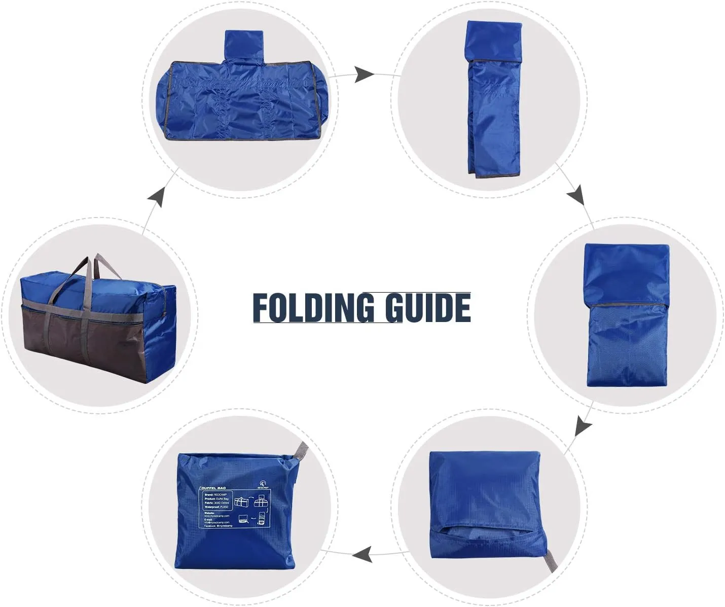 REDCAMP Foldable Travel Bag, Large Sports Bag, 75L/96L/100L, Lightweight Waterproof Tote Bag