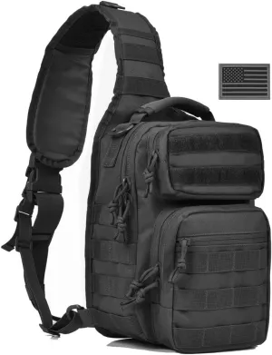 REEBOW GEAR Tactical Sling Backpack Rover Shoulder Sling Pack (Black)