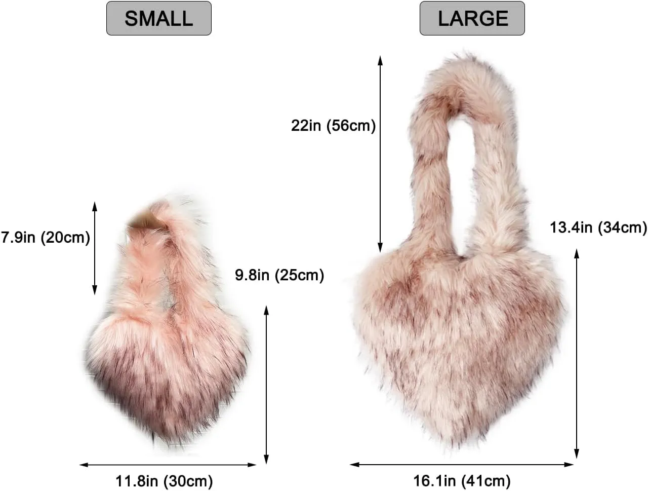 Rejolly Heart Shaped Furry Purse for Women Large Soft Shoulder Bag Fluffy Faux Fur Trendy Y2K Girls Handbag
