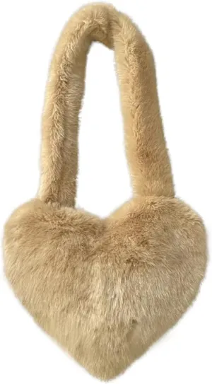 Rejolly Heart Shaped Furry Purse for Women Large Soft Shoulder Bag Fluffy Faux Fur Trendy Y2K Girls Handbag