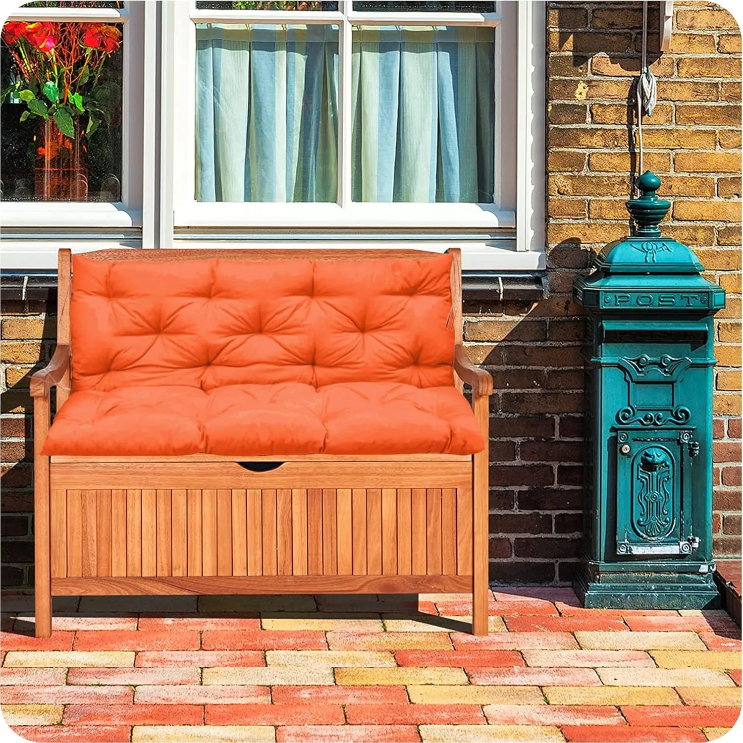 Replacement Cushions for Swing, Waterproof Porch Swing Cushion, 2-3 Seat Replacement Swing Seat Cushion with Backrest and Ties for Patio Backyard Porch Garden(Orange 40 * 60 in)