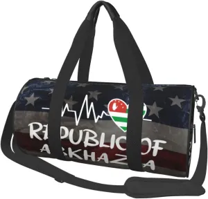 Republic Of Abkhazia Heartbeat Duffel Bag Gym Bag Travel Sports Tote Large Foldable Beach Swim Yoga5
