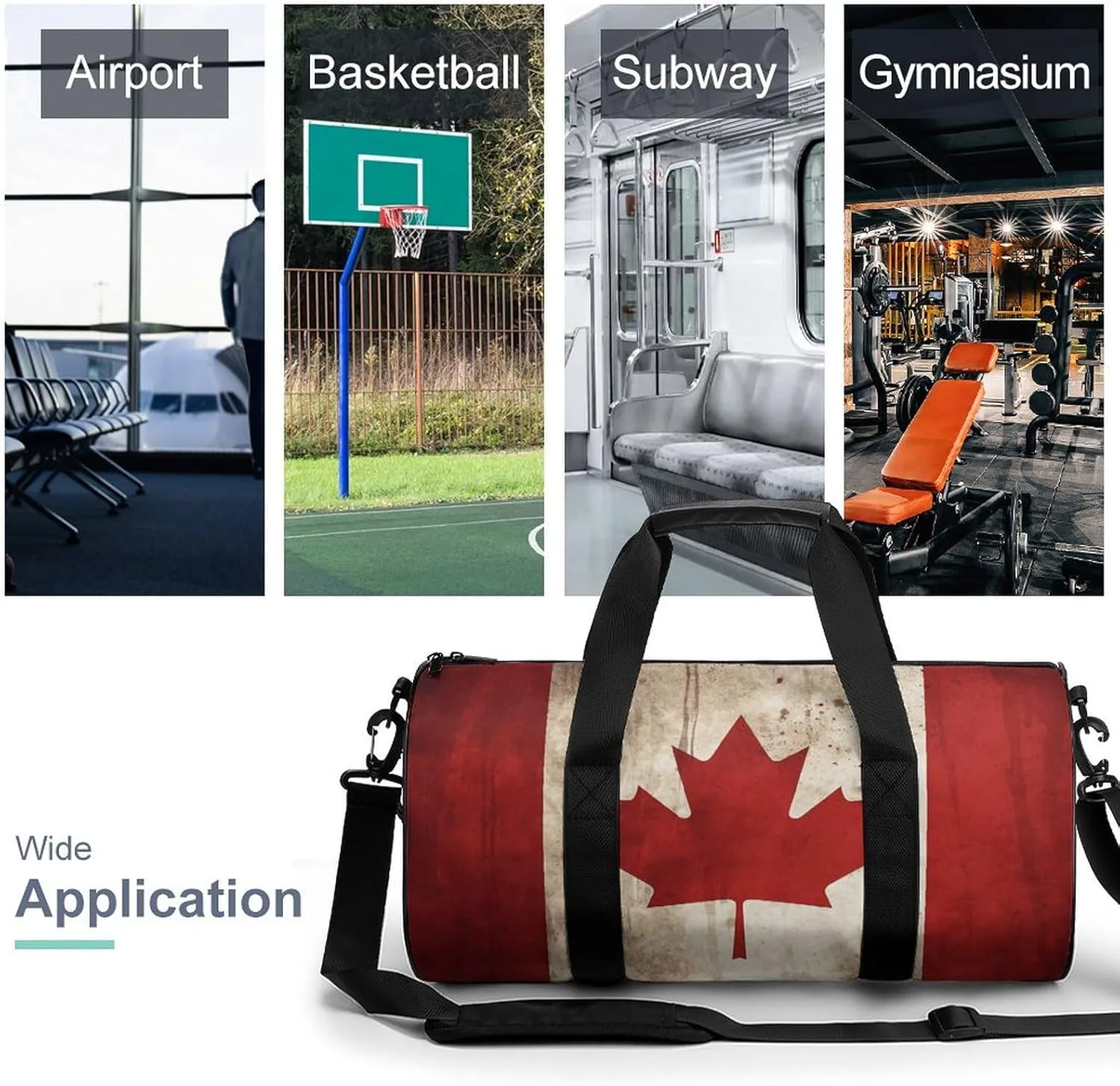 Retro Canada Flag Gym Bag Small Travel Duffle Bag with Compartment Carry On Weekender Bag for Women Men