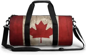 Retro Canada Flag Gym Bag Small Travel Duffle Bag with Compartment Carry On Weekender Bag for Women Men