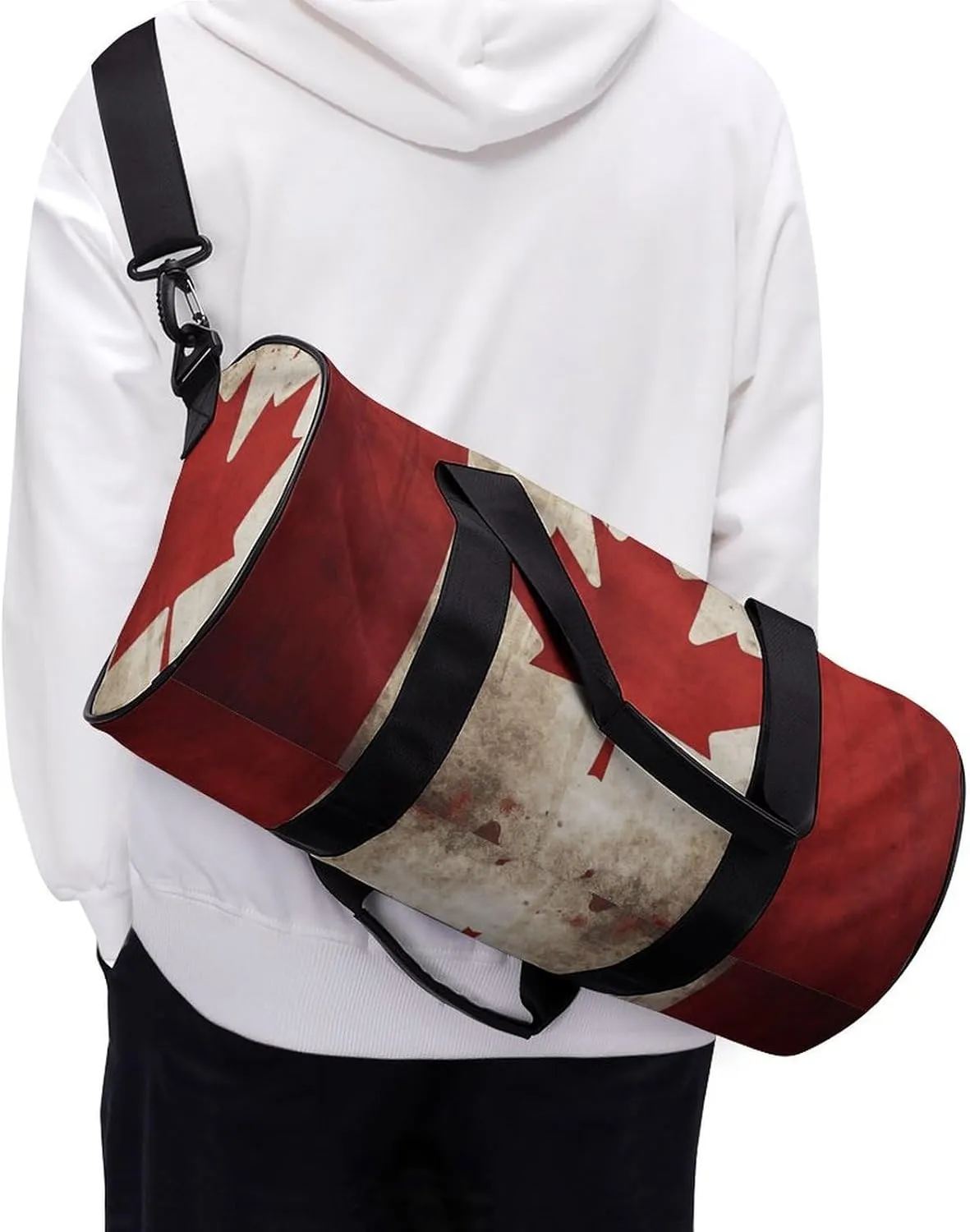 Retro Canada Flag Gym Bag Small Travel Duffle Bag with Compartment Carry On Weekender Bag for Women Men