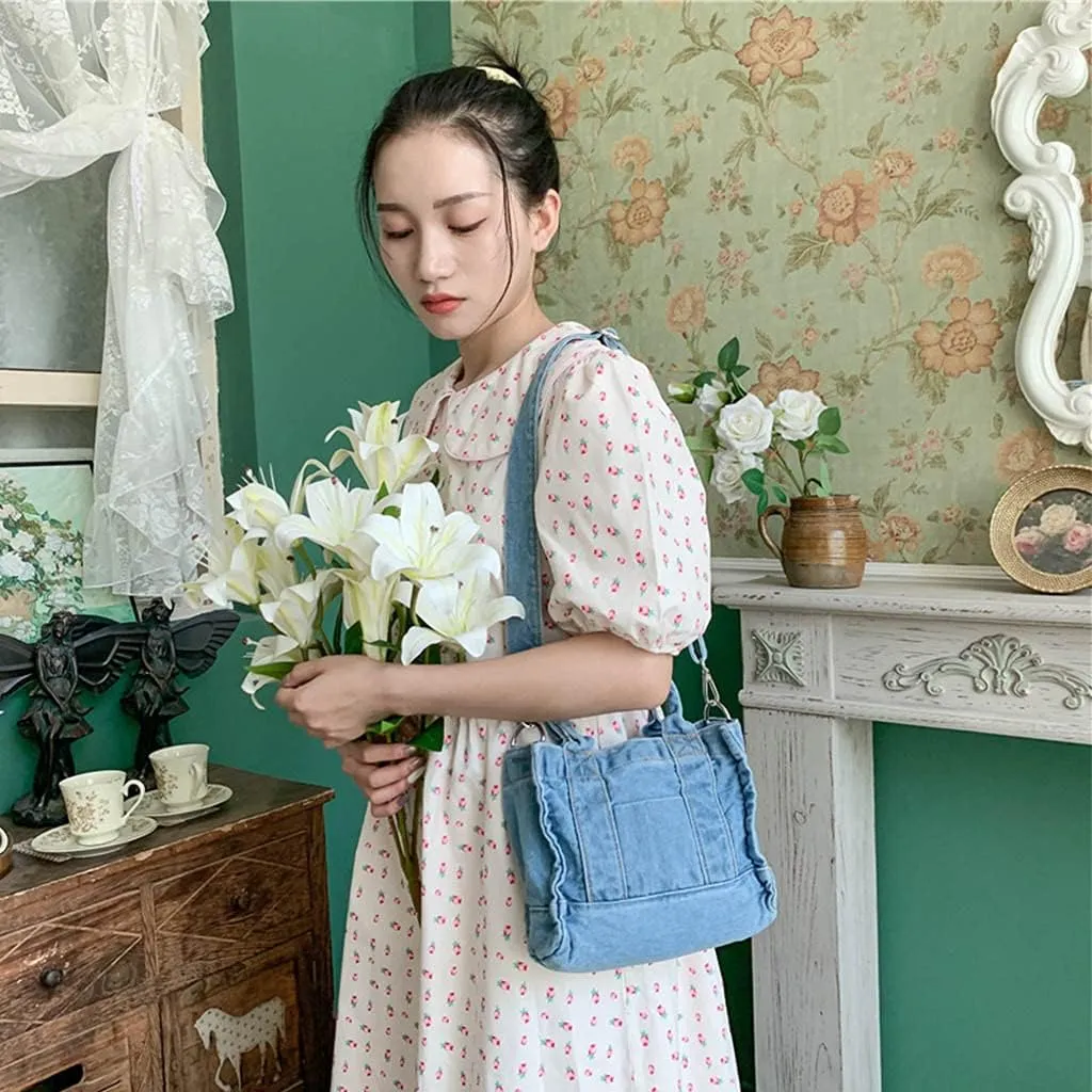Retro Travel Fashion Blue Bags for Women Portable Travel for Body Womens Shoulder Bag Zipper Closure B