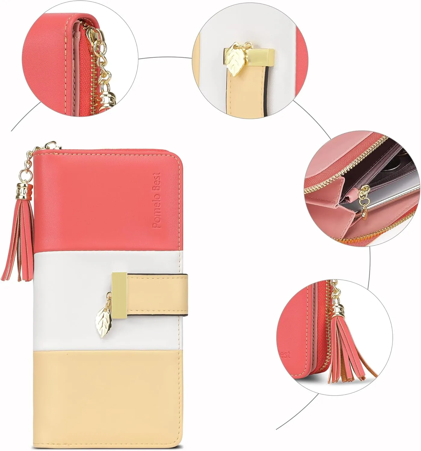 RFID Blocking Wallets Clutch Wallets for Women with Multiple Card Holder, Coin Pocket and Cellphone Compartment, Cinnabar Red