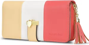 RFID Blocking Wallets Clutch Wallets for Women with Multiple Card Holder, Coin Pocket and Cellphone Compartment, Cinnabar Red