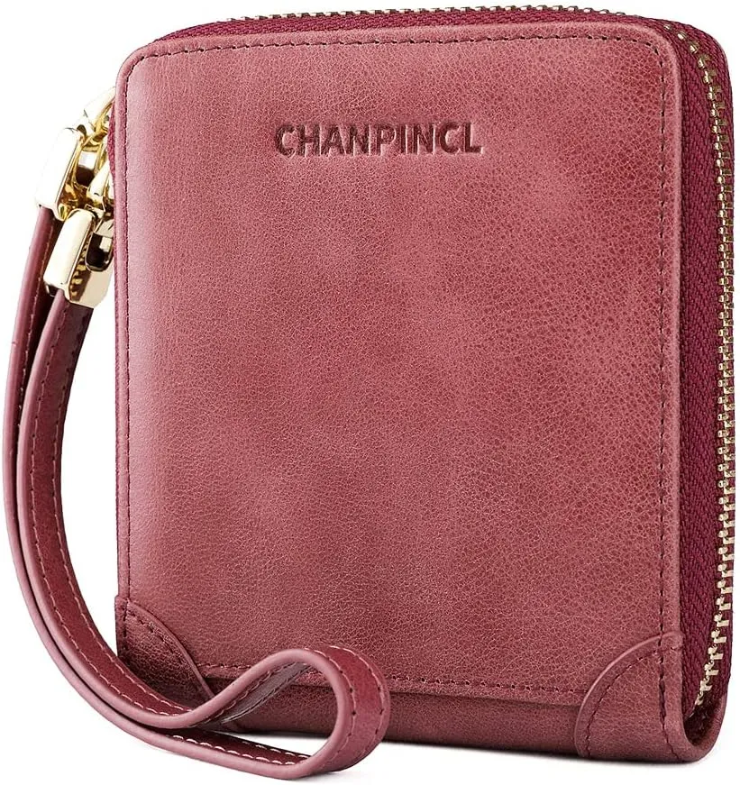 RFID Wallets for women Genuine Leather Zipper Purses Secure Large Capacity Multi-card Wallets Clutch Travel Wristlet (Purple)