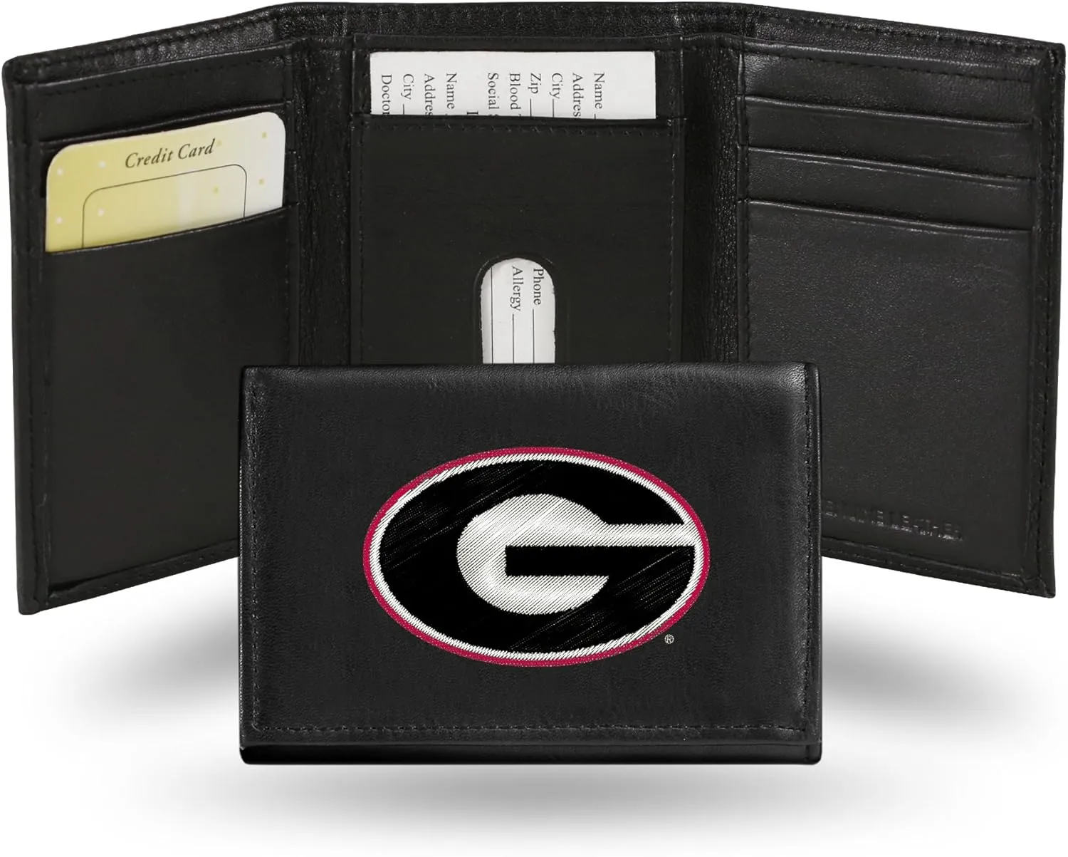 Rico Industries NCAA Tide Embroidered Genuine Leather Tri-fold Wallet 3.25" x 4.25" - Slim