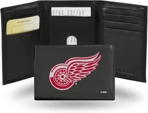 Rico Industries NHL Embroidered Genuine Leather Tri-fold Wallet 3.25" x 4.25" - Slim