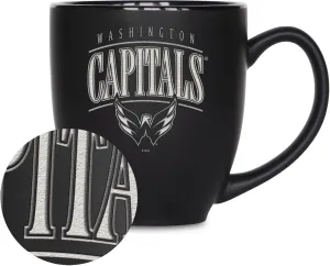 Rico Industries NHL Hockey Tribute 15oz Laser Engraved Matte Black Ceramic Bistro Mug - For Hot or Cold Drinks