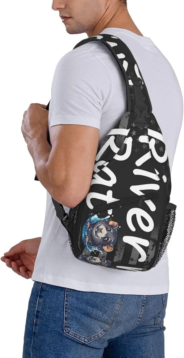 River Rat Small Crossbody Backpack Sling Bag For Men Women Mini One Shoulder Chest Bags Gym Sport Travel Hiking Daypack