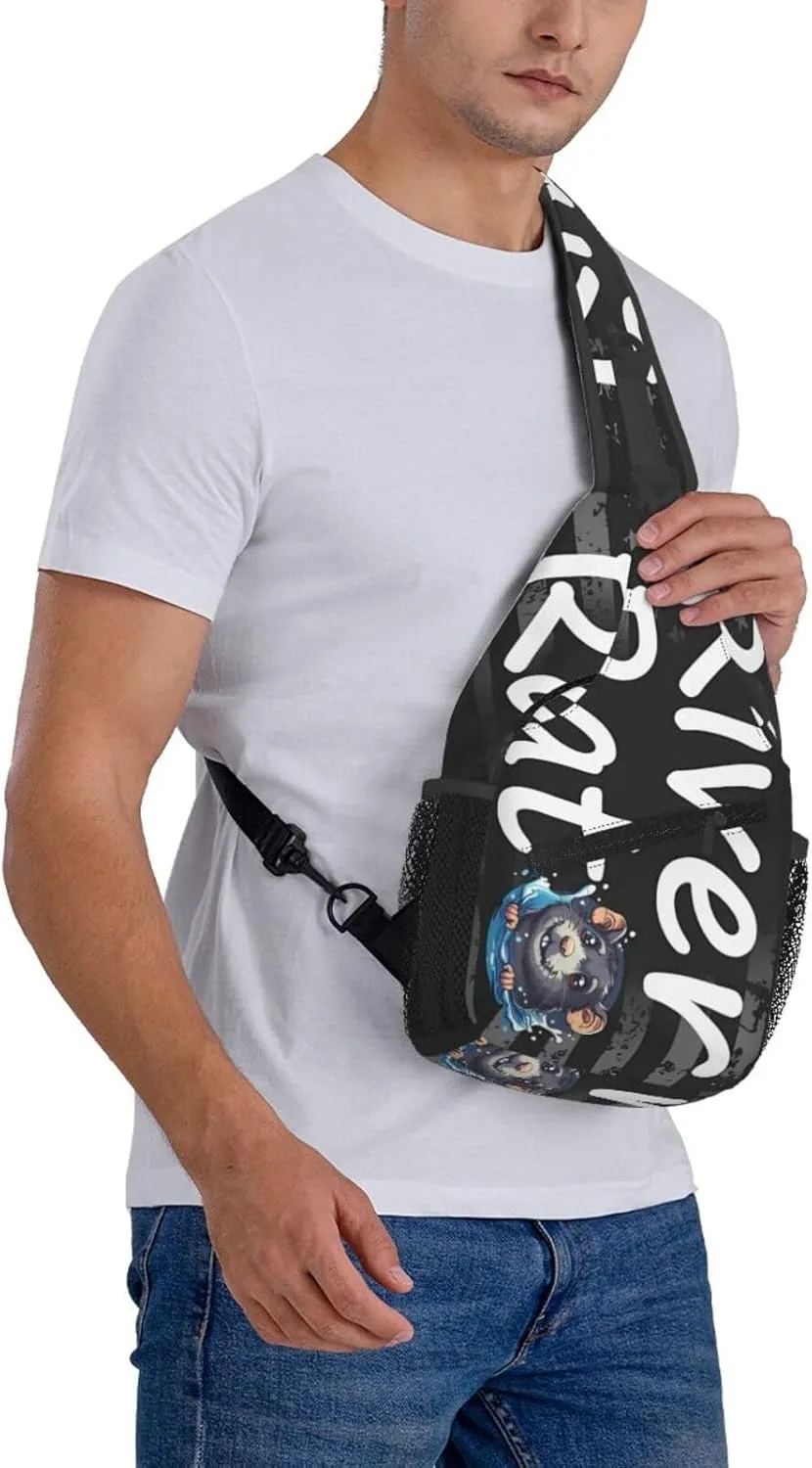 River Rat Small Crossbody Backpack Sling Bag For Men Women Mini One Shoulder Chest Bags Gym Sport Travel Hiking Daypack