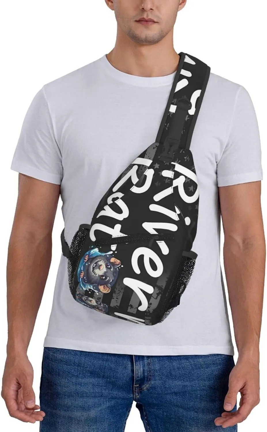 River Rat Small Crossbody Backpack Sling Bag For Men Women Mini One Shoulder Chest Bags Gym Sport Travel Hiking Daypack