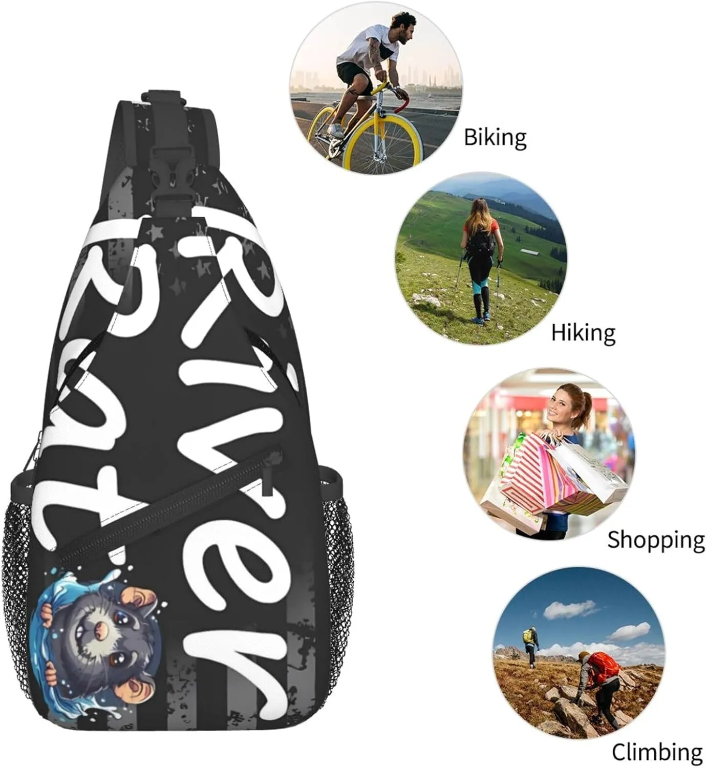 River Rat Small Crossbody Backpack Sling Bag For Men Women Mini One Shoulder Chest Bags Gym Sport Travel Hiking Daypack