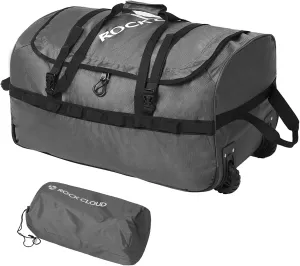 Rock Cloud Foldable Wheeled Duffel Bag with Widened Wheels 85L Rolling Duffle Bag Packable 26 inch for Travel Camping Sports
