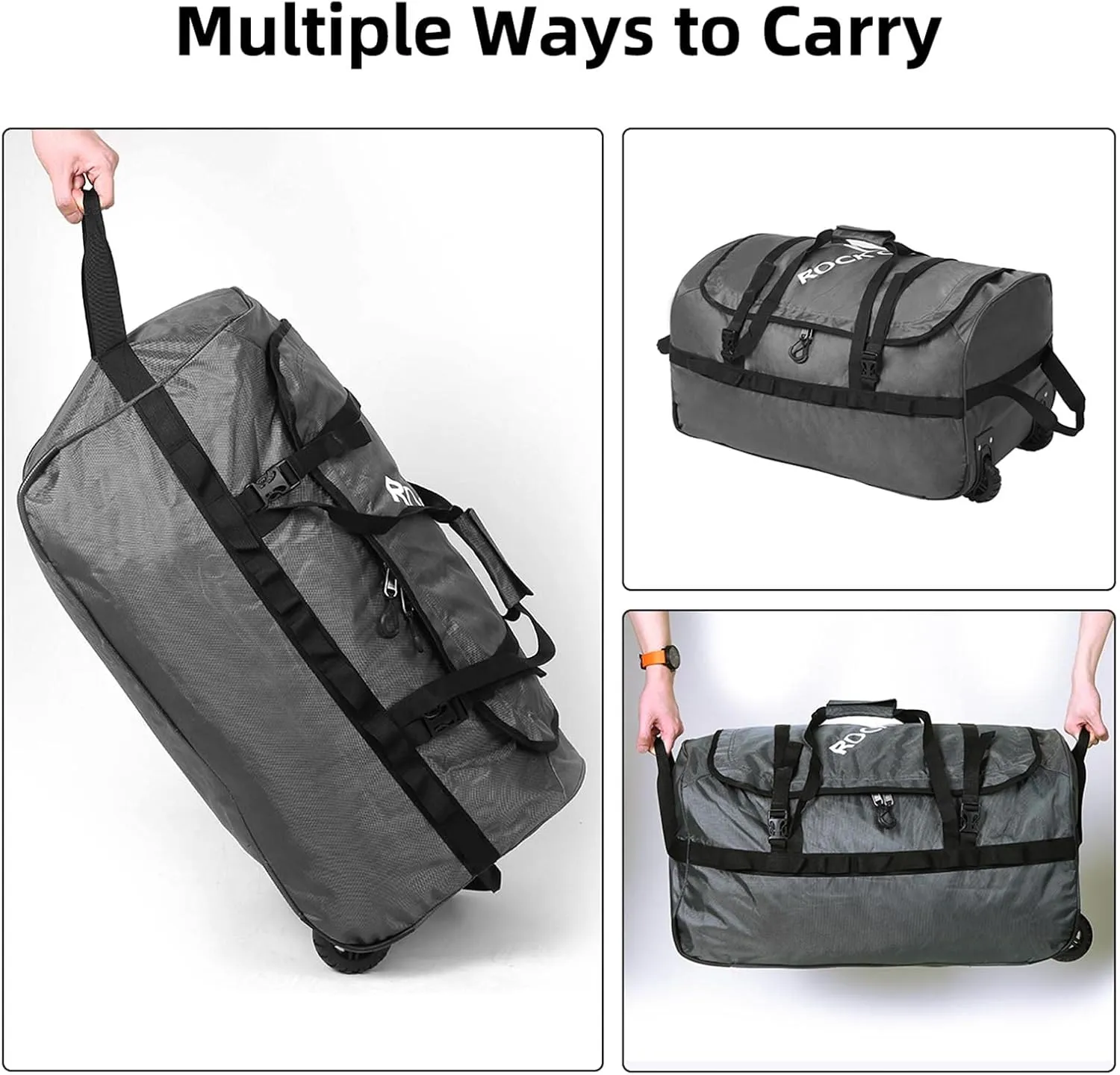 Rock Cloud Foldable Wheeled Duffel Bag with Widened Wheels 85L Rolling Duffle Bag Packable 26 inch for Travel Camping Sports