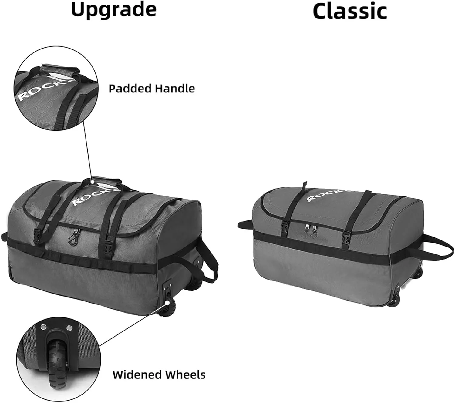 Rock Cloud Foldable Wheeled Duffel Bag with Widened Wheels 85L Rolling Duffle Bag Packable 26 inch for Travel Camping Sports