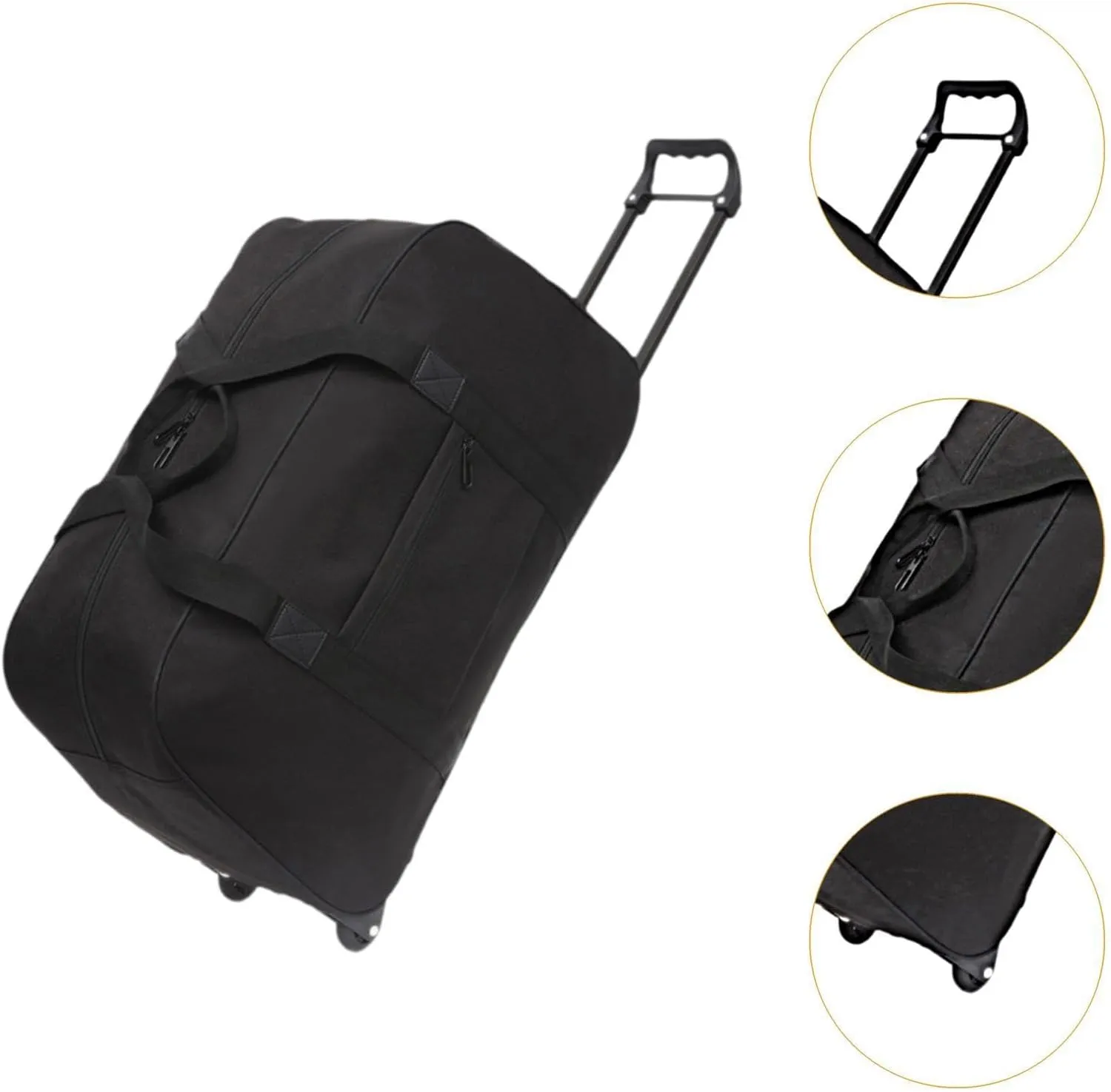 Rolling Duffel Trolley Bag for Men And Women, Versatile Handbag for Travel And Sports, black